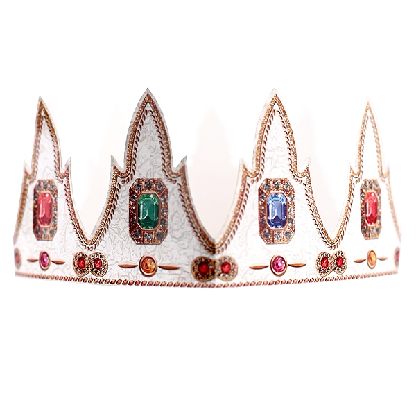 Couronne royale Louis en carton galette des rois Couronne en carton marron  incrusté d'un motif couronne sur chaque pointe.