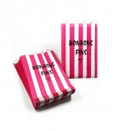 Sachet en papier Bonbons Fins type "Servez-Vous" rose et blanc