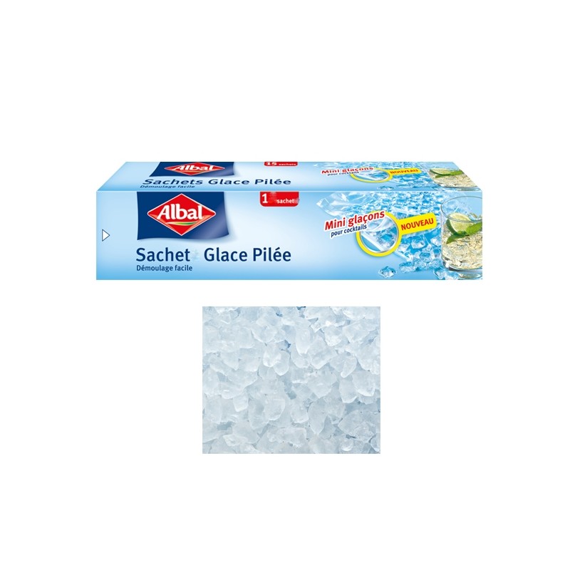 Sachet Glace Pilée ALBAL à l'unité Le Sachet Glace Pilée fermeture