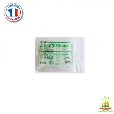 Petit sachet de gel hydroalcoolique unidose 3ml