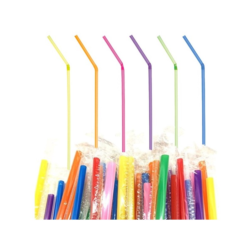 Paille en Plastique Neon emballée individuellement Paille