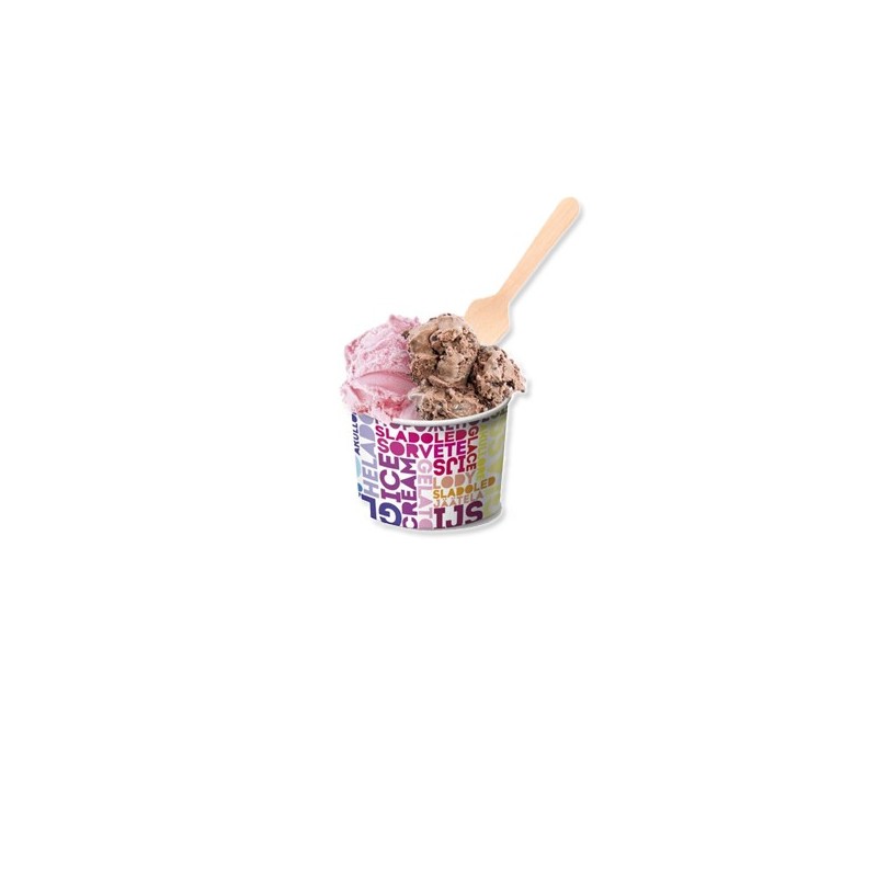 100 Mini cuillères à glace bois 9.5 cm