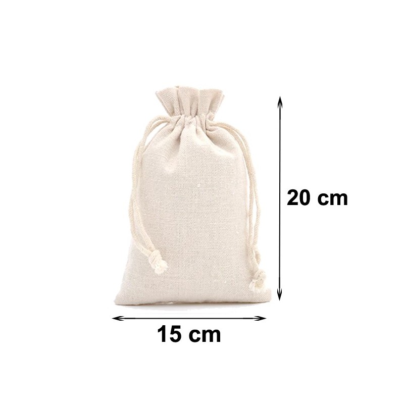 Sac de rangement toilette en tissu en pur coton 15x20cm Sac de