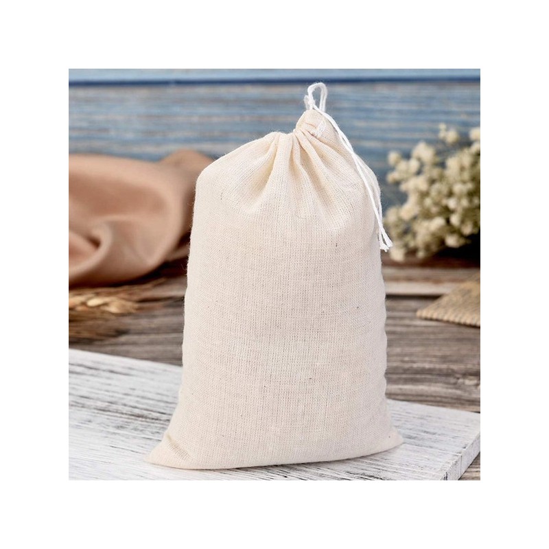 Sacs réutilisables en mousseline de coton naturel avec double cordon de  serrage - Pochette de rangement multifonction avec cordon de serrage pour  un