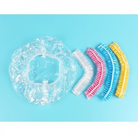 Bonnet de douche en plastique type charlotte Bonnet de douche en matériau  résistant à l'eau avec bande élastique