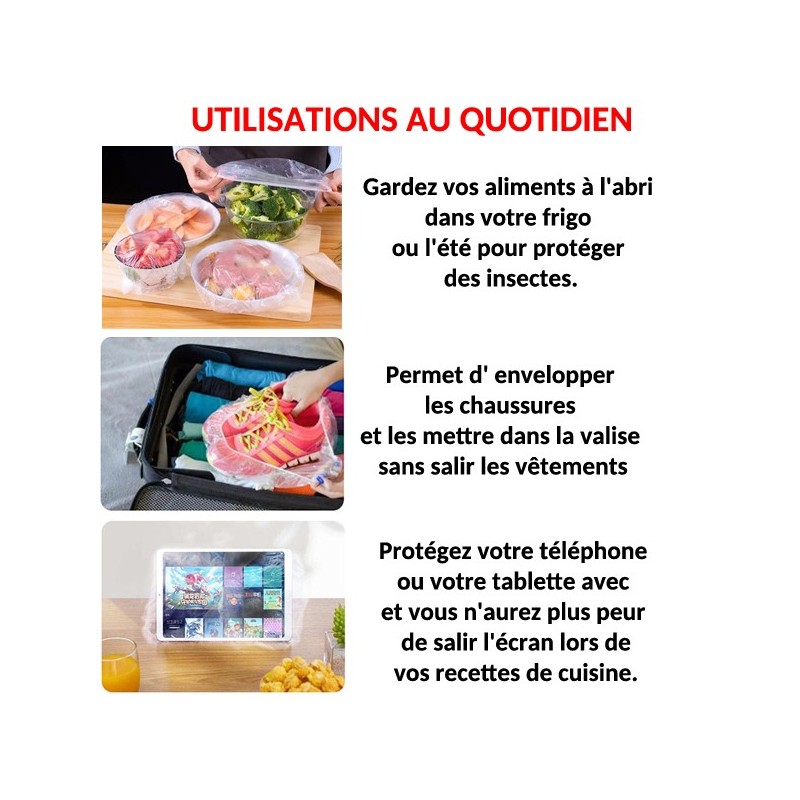 Bonnet de douche en plastique type charlotte Bonnet de douche en matériau  résistant à l'eau avec bande élastique