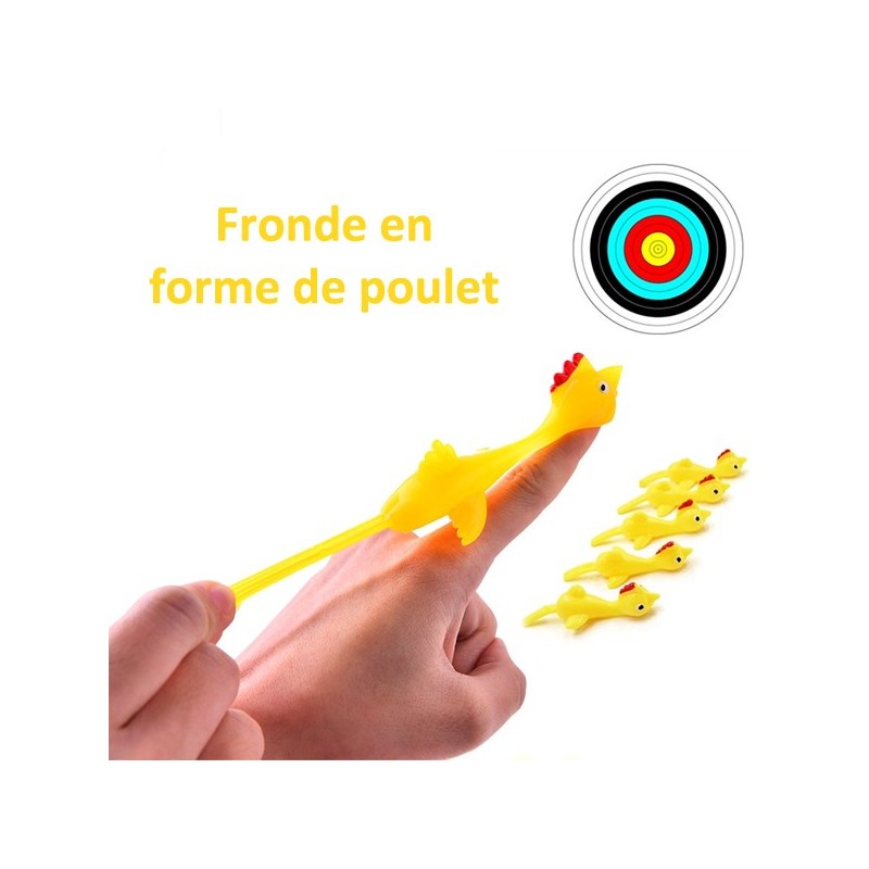 Fronde Poulet en caoutchouc pour enfants Fronde en forme de poulet  extensible. Visez, Tirez et regardez-le partir !