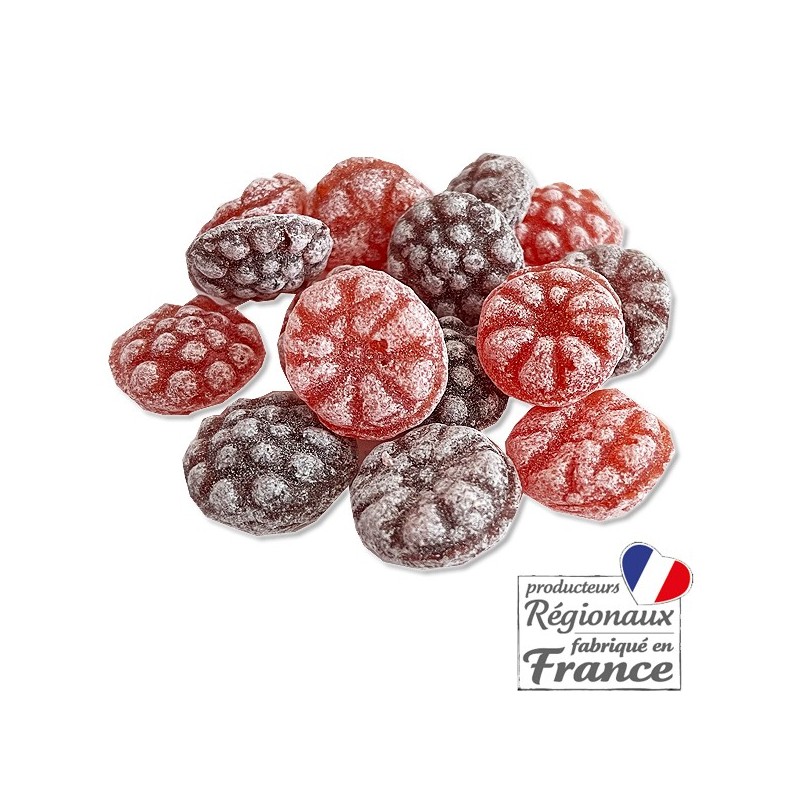 Bonbon Mûre et Framboise Vosges sachet de 50gr. Bonbon à la mûre