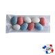 Sachet de Dragées guimauve-chocolat Bleu Blanc Rose 30gr.