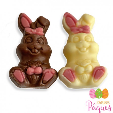 Duo Lapinous décorés au chocolat pour Pâques