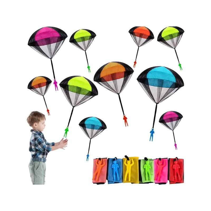 Jouet parachute à Lancer Jeu de plein air Jouets de parachute en tissu  léger, attachés à un personnage en plastique.