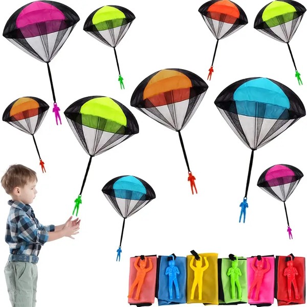 Jouet parachute à Lancer Jeu de plein air Jouets de parachute en tissu  léger, attachés à un personnage en plastique.