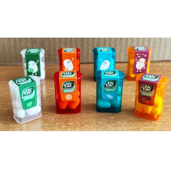 Mini Boite de Tic Tac de voyage Tic Tac de voyage en quatre saveurs.