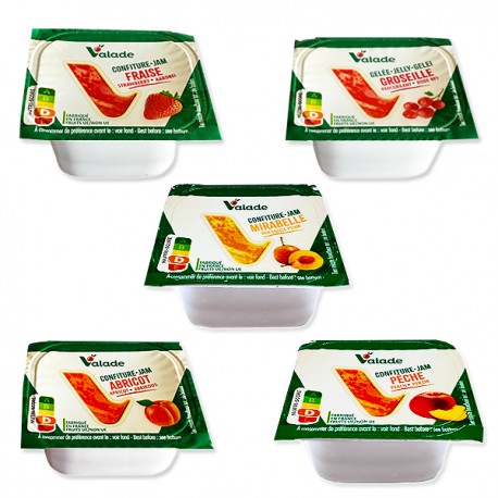 Barquette de confiture et gelées individuelle 30gr. VALADE