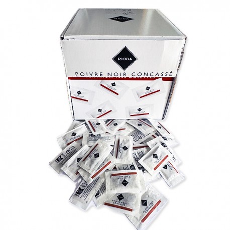 Petit Sachet de poivre noir concassé 0.8gr Rioba dosette individuelle