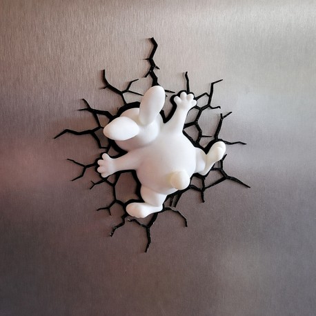 Aimant de Réfrigérateur “Lapin, Effet Mur Fissuré”