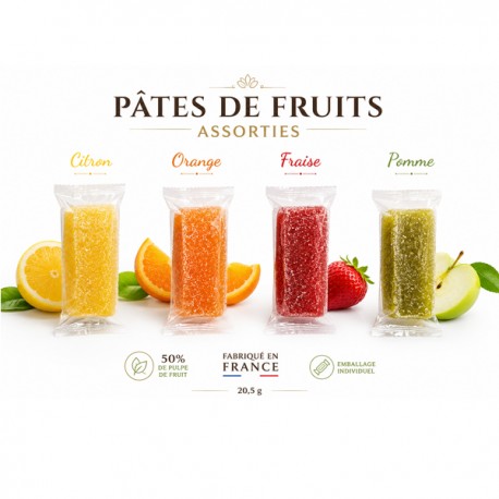 Pâte de Fruits emballée individuellement Assorties 20,5 g