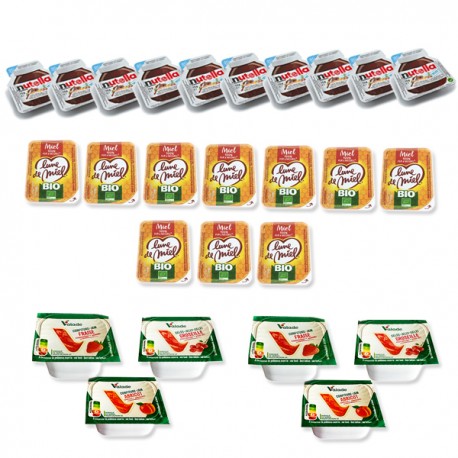 Pack petit-déjeuner lot de 24 barquettes individuelles